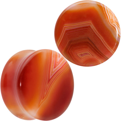 Natural Red Line Agate Stone Saddle Plug Set