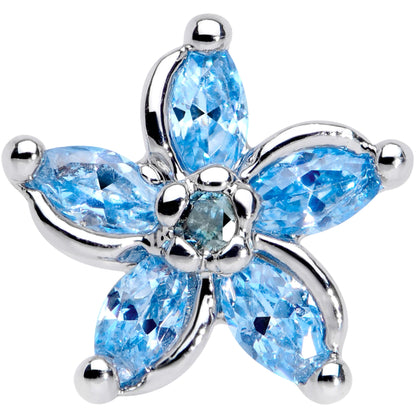 16G 5/16 Aqua Gem Pretty Petals Flower Labret Monroe Tragus