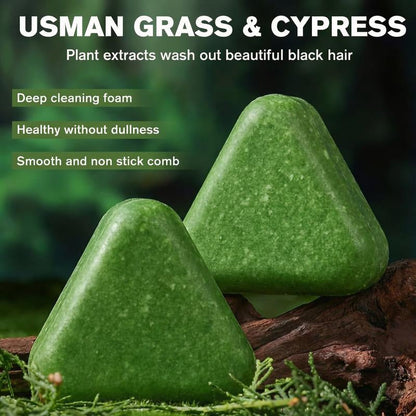 Anti Hair Loss Shampoo Bar – with Usman Grass, Arborvitae Leaves, Polygonum, Ginseng & Tea Tree, Strengthens Roots, Reduces Hair Fall, for Thinning Hair, Sulfate-Free, Herbal Hair Growth Soap 80G Haircare Cleansing Conditioner Biotin Hair Conditioner Bar