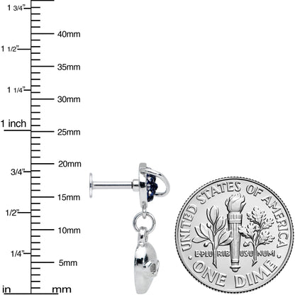 16G 1/4 Alien Blue Planet Dangle Labret Monroe Tragus