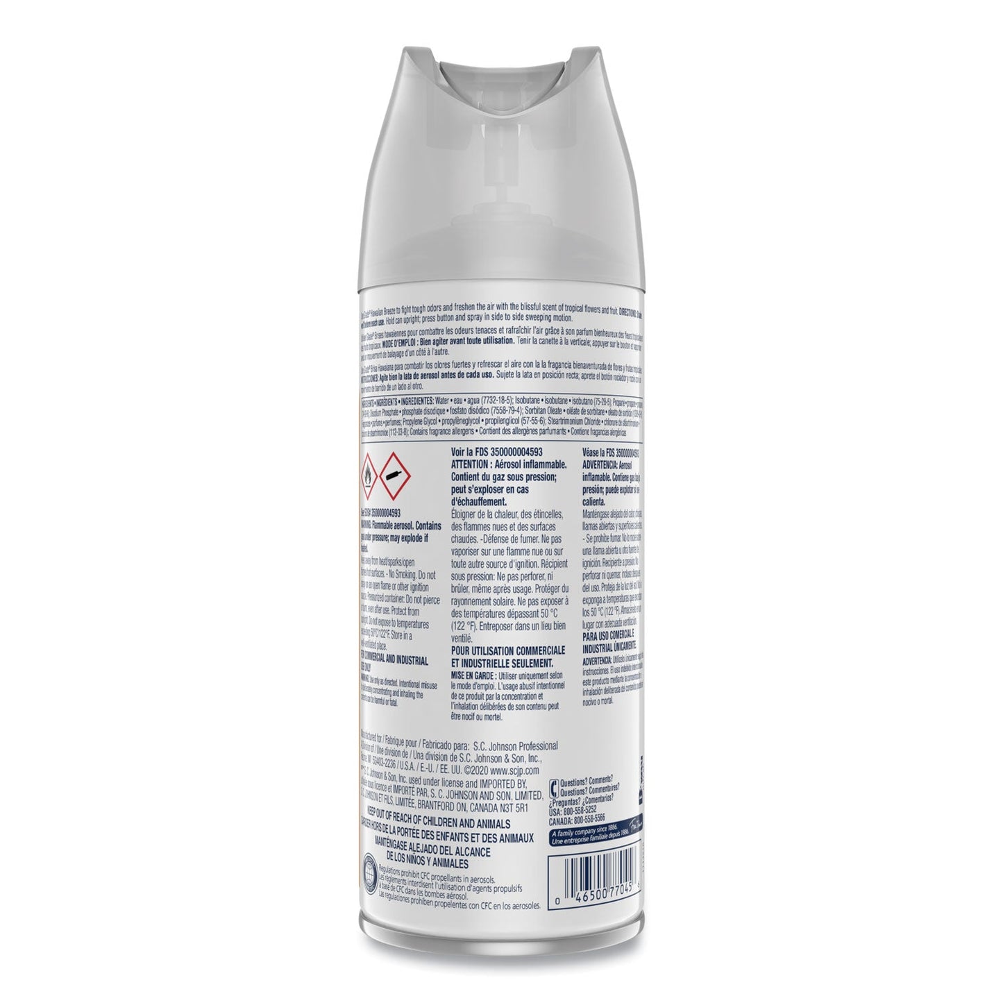 Glade Air Freshener, Hawaiian Breeze Scent, 13.8 oz Aerosol Spray, 12/Carton