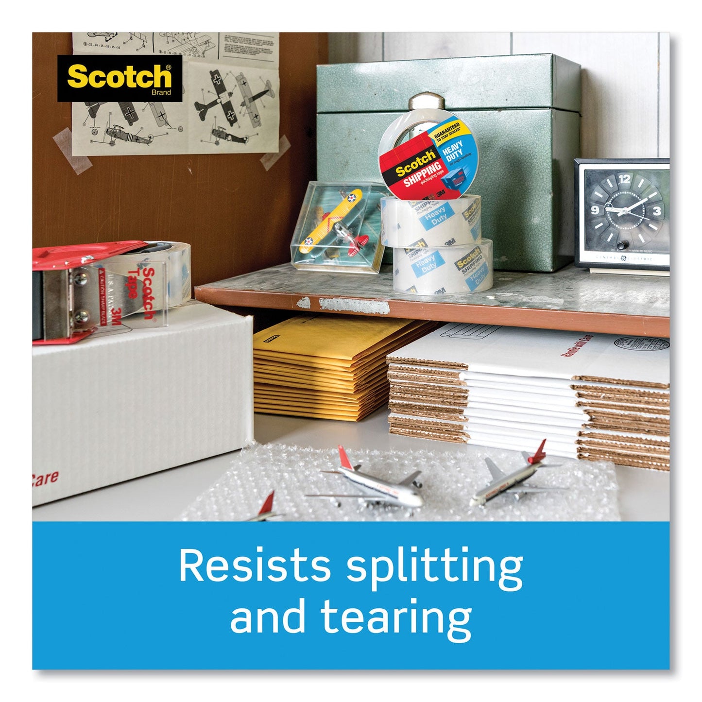 Scotch 3850 Heavy-Duty Packaging Tape with DP300 Dispenser, 3" Core, 1.88" x 54.6 yds, Clear, 6/Pack