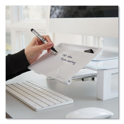 Quartet Adjustable Height Desktop Glass Monitor Riser with Dry-Erase Board, 14 x 10.25 x 2.5 to 5.25, White, Supports 100 lb