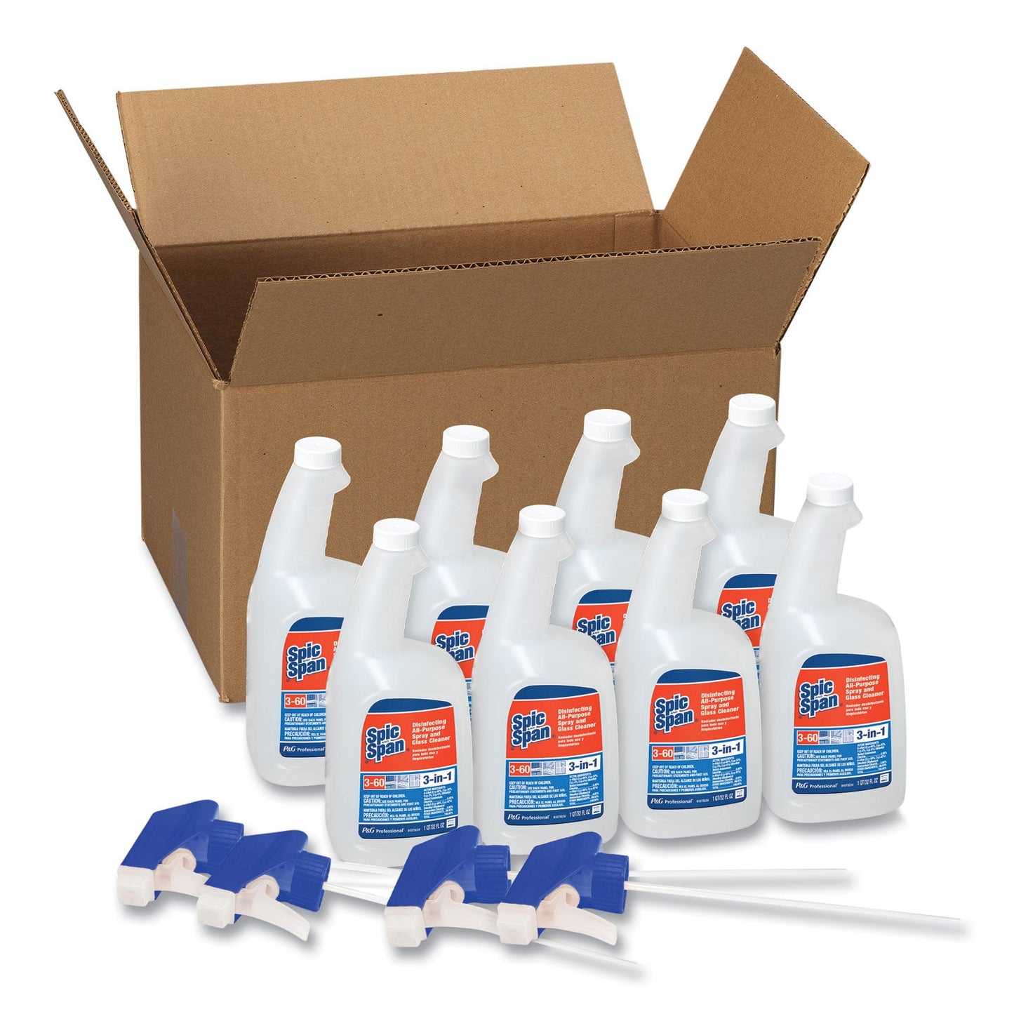 Spic and Span Disinfecting All-Purpose Spray and Glass Cleaner, Fresh Scent, 32 oz Spray Bottle, 8/Carton
