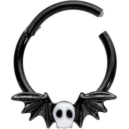 16G 3/8 Wing Skull Memento Mori Halloween Hinged Segment Ring