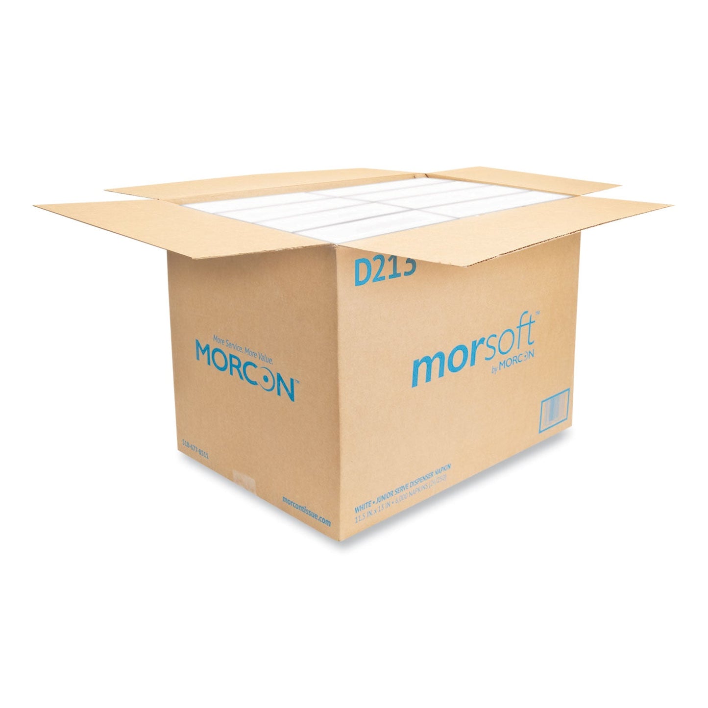 Morcon Tissue Morsoft Dispenser Napkins, 1-Ply, 11.5 x 13, White, 250/Pack, 24 Packs/Carton