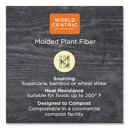 World Centric Fiber Hinged Containers, Taco Box, 3-Compartment, 7 x 8.3 x 3.2, Natural, Paper, 300/Carton