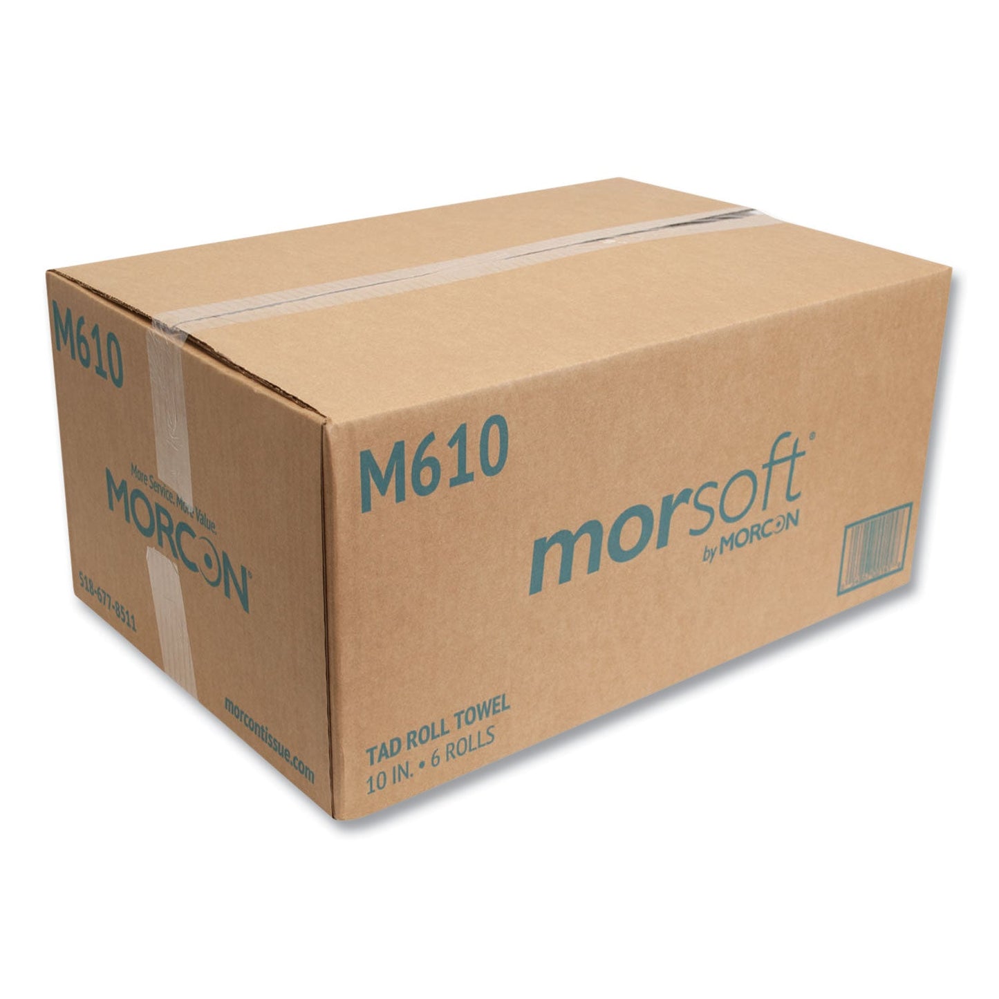 Morcon Tissue 10 Inch TAD Roll Towels, 1-Ply, 10" x 500 ft, White, 6 Rolls/Carton