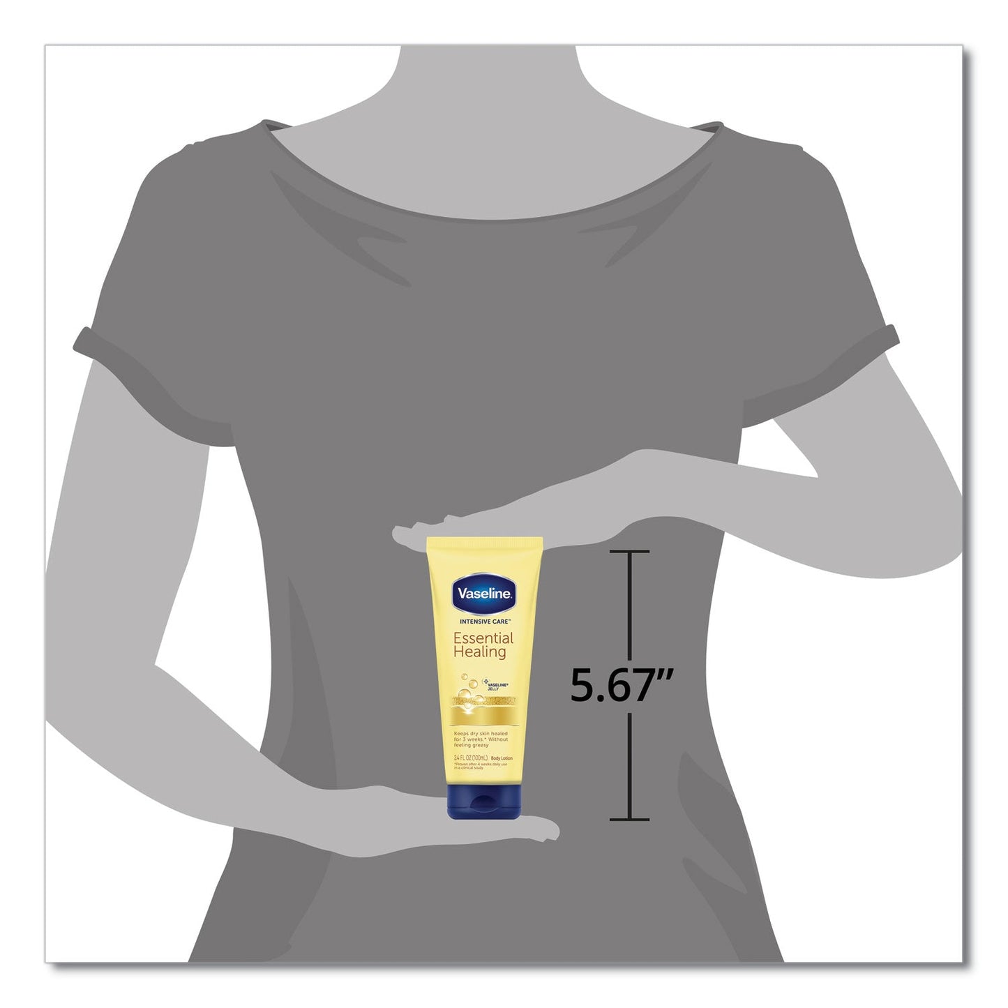 Vaseline Intensive Care Essential Healing Body Lotion, 3.4 oz Squeeze Tube, 12/Carton