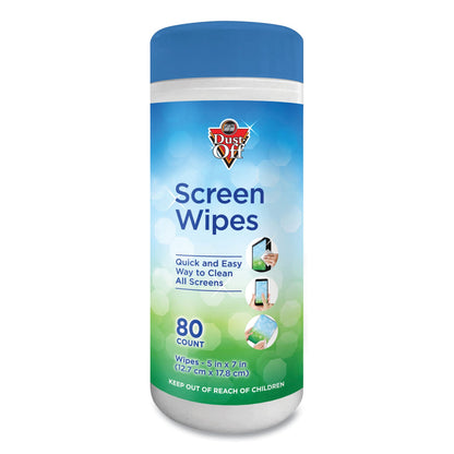 Dust-Off Premoistened Monitor Cleaning Wipes, Cloth, 5 x 7, 80/Tub
