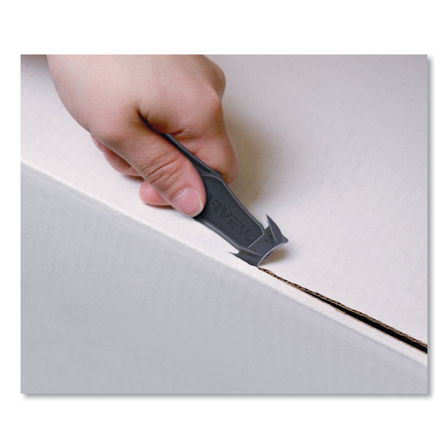 Garvey Safety Cutter Box Cutter Knife with Double Shielded Blade, 4" Plastic Handle, Black, 5/Pack