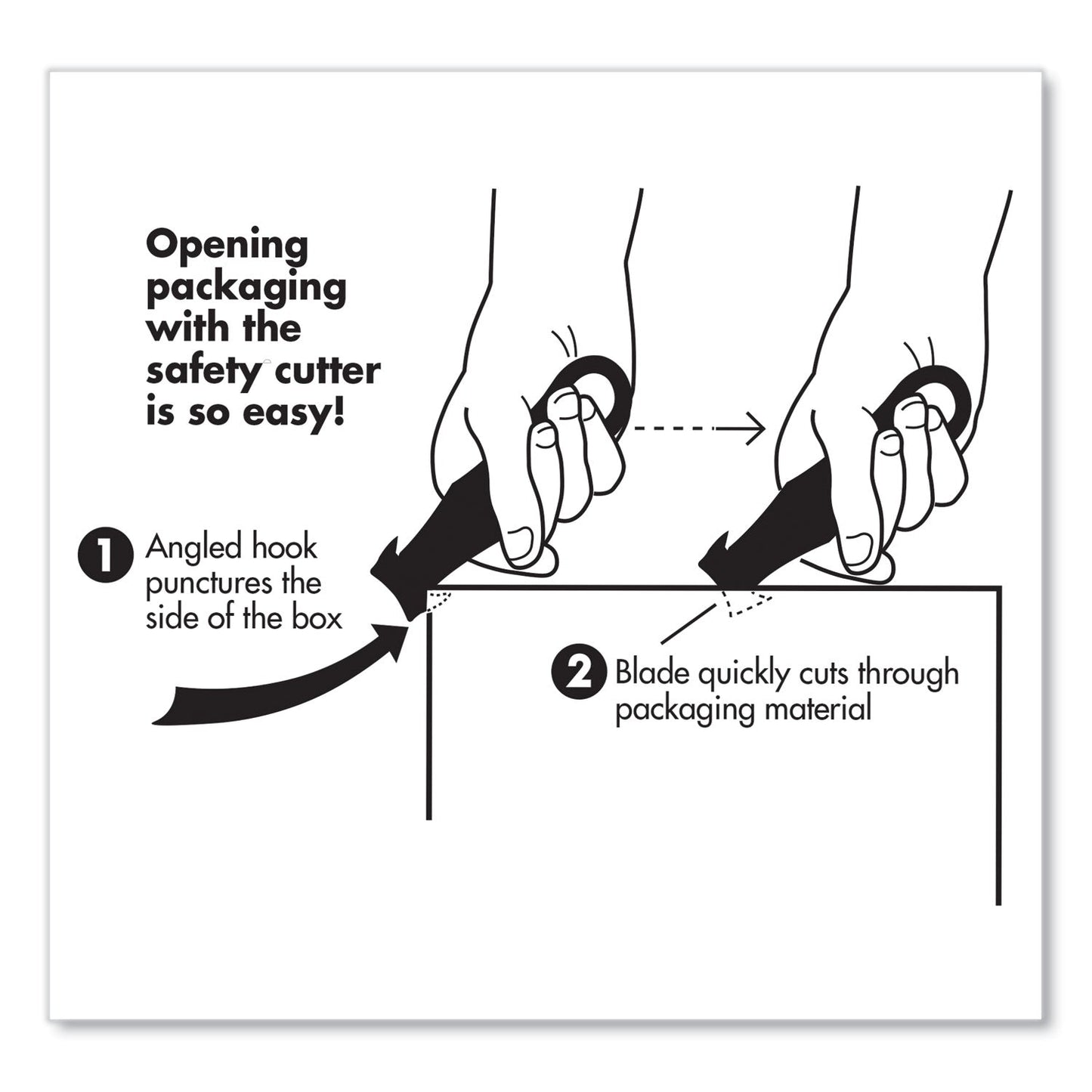 Garvey Safety Cutter Box Cutter Knife with Double Shielded Blade, 4" Plastic Handle, Black, 5/Pack