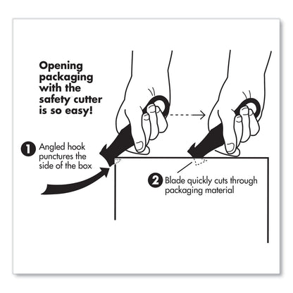 Garvey Safety Cutter Box Cutter Knife with Double Shielded Blade, 4" Plastic Handle, Black, 5/Pack