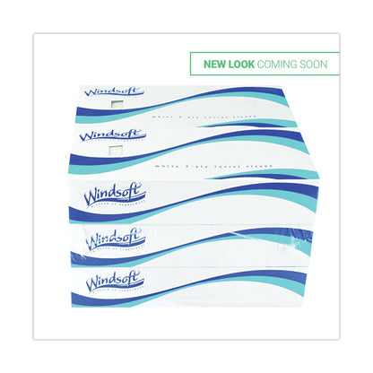 Windsoft Facial Tissue, 2-Ply, White, Pop-Up Box, 100 Sheets/Box, 6 Boxes/Pack