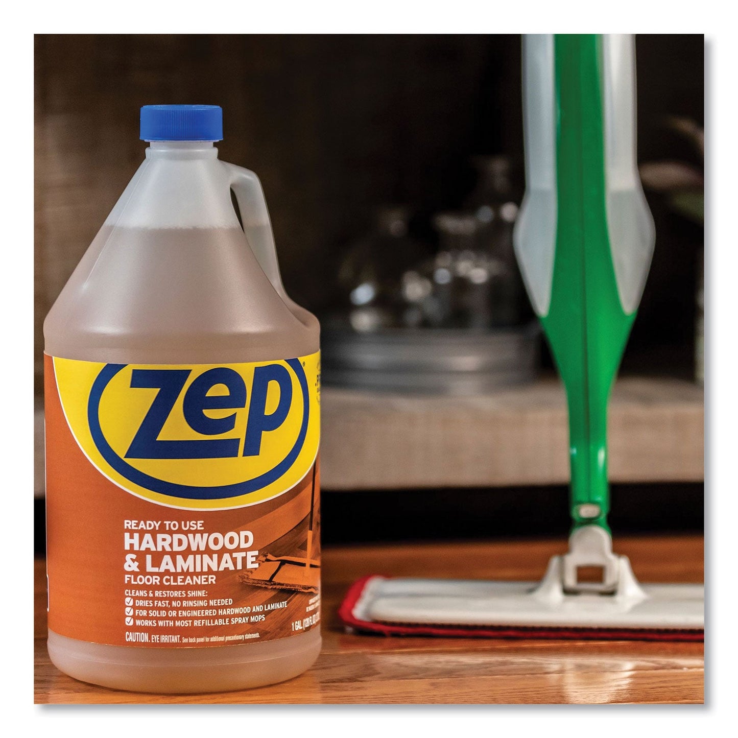 Zep Commercial Hardwood and Laminate Cleaner, Fresh Scent, 1 gal, 4/Carton