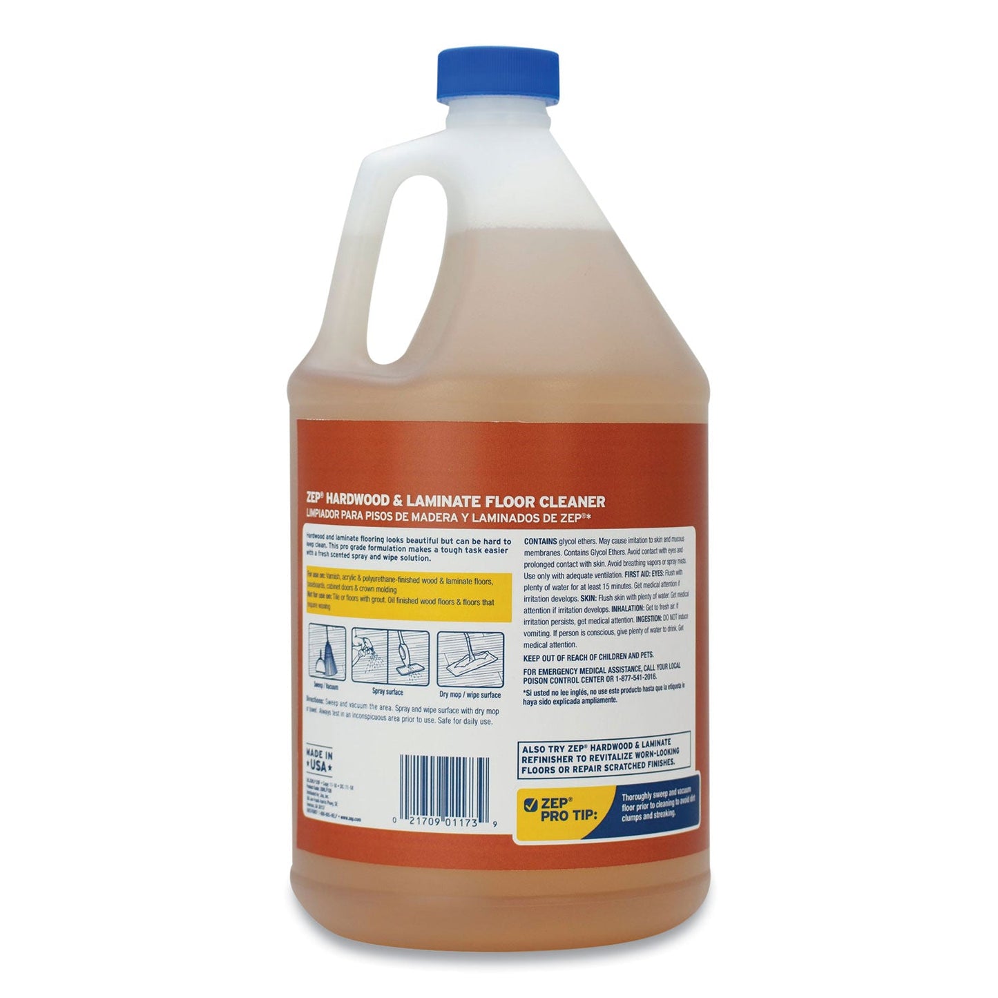 Zep Commercial Hardwood and Laminate Cleaner, Fresh Scent, 1 gal, 4/Carton