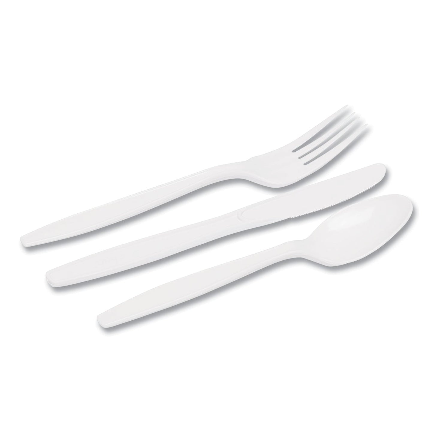 Dixie Combo Pack, Tray with White Plastic Utensils, 56 Forks, 56 Knives, 56 Spoons, 6 Packs