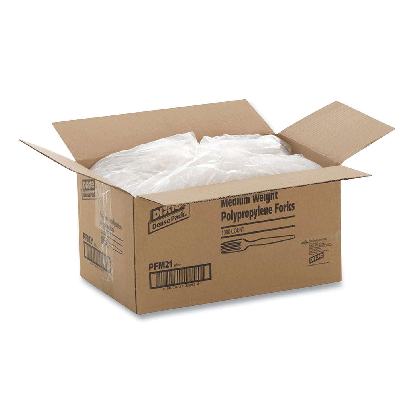 Dixie Mediumweight Polypropylene Cutlery, Fork, White, 1,000/Carton