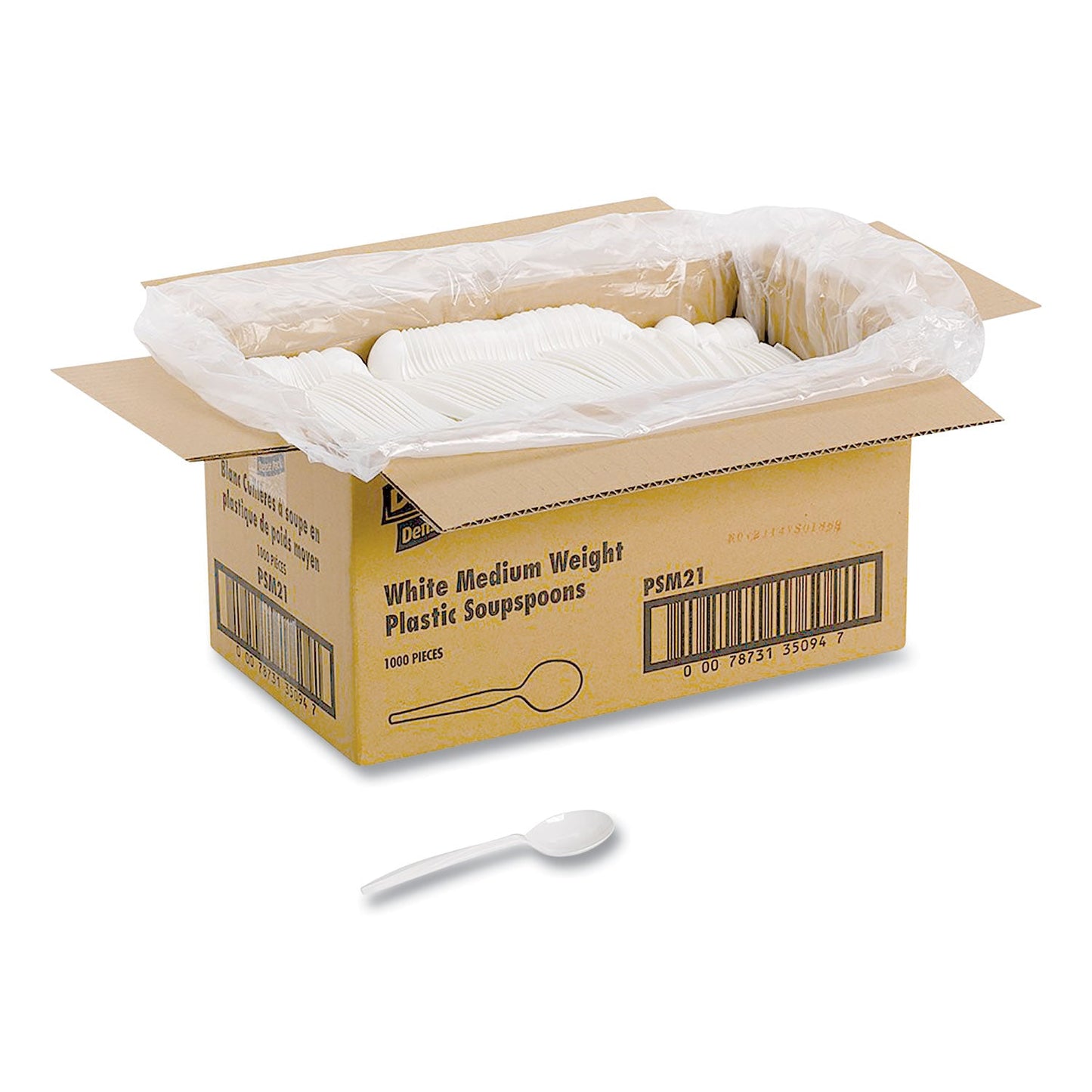 Dixie Plastic Cutlery, Mediumweight Soup Spoons, White, 1,000/Carton