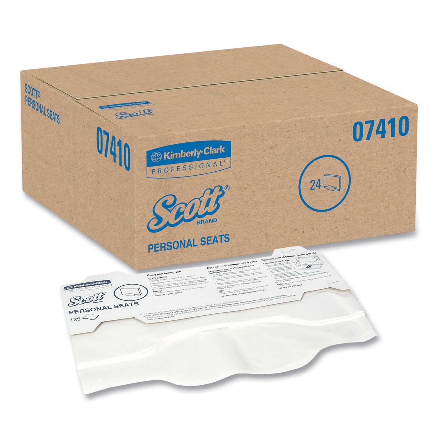 Scott Personal Seats Sanitary Toilet Seat Covers, 15 x 18, White, 125/Pack