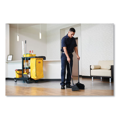 Rubbermaid Lobby Pro Upright Dustpan with Wheels, 12.5w x 37h, Polypropylene with Vinyl Coat, Black