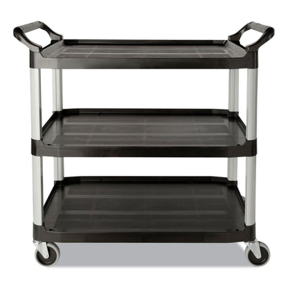 Rubbermaid Three-Shelf Service Cart, Plastic, 3 Shelves, 200 lb Capacity, 18.63" x 33.63" x 37.75", Black