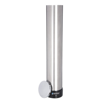 San Jamar Large Water Cup Dispenser with Removable Cap, For 12 oz to 24 oz Cups, Stainless Steel