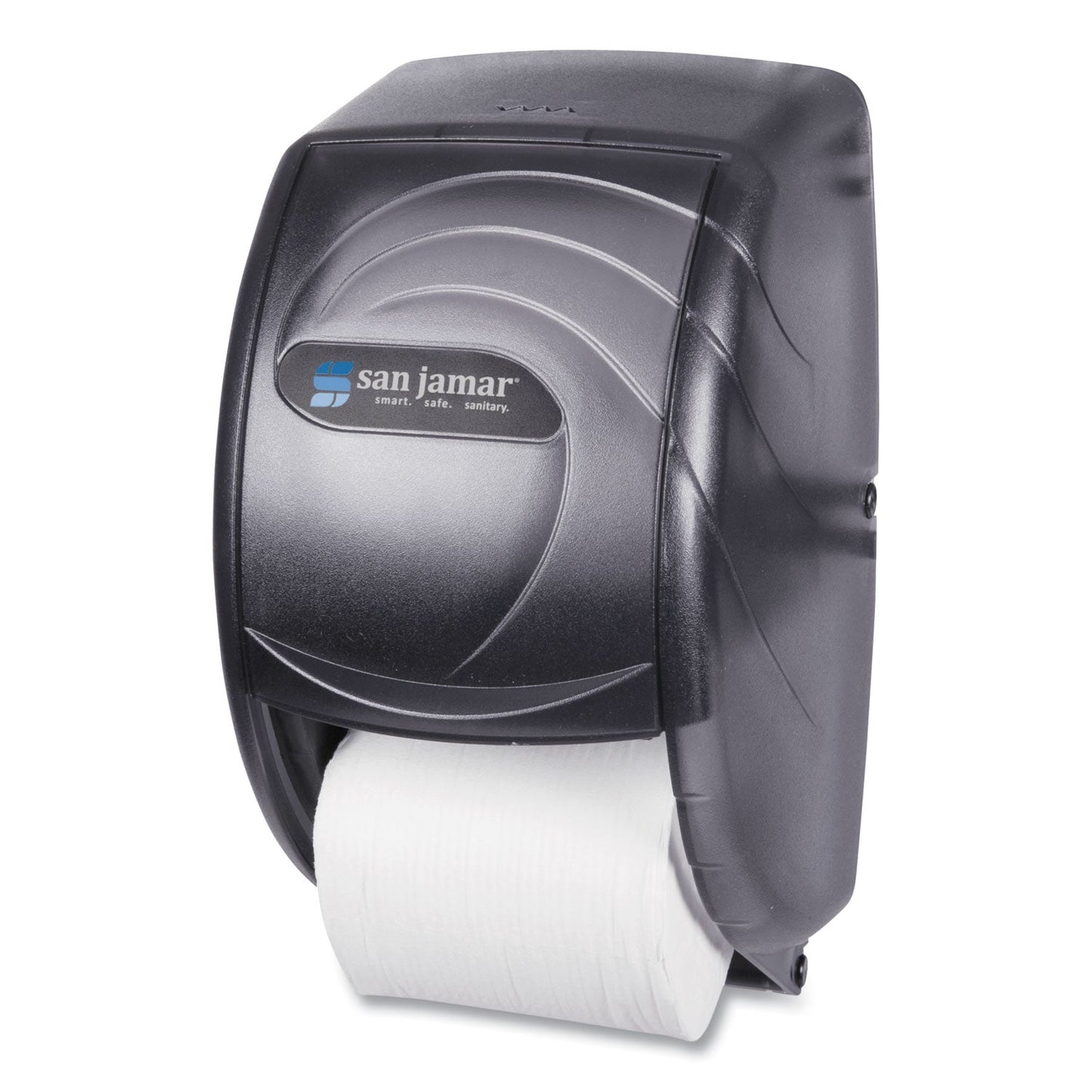 San Jamar Duett Standard Bath Tissue Dispenser, Oceans, 7.5 x 7 x 12.75, Transparent Black Pearl