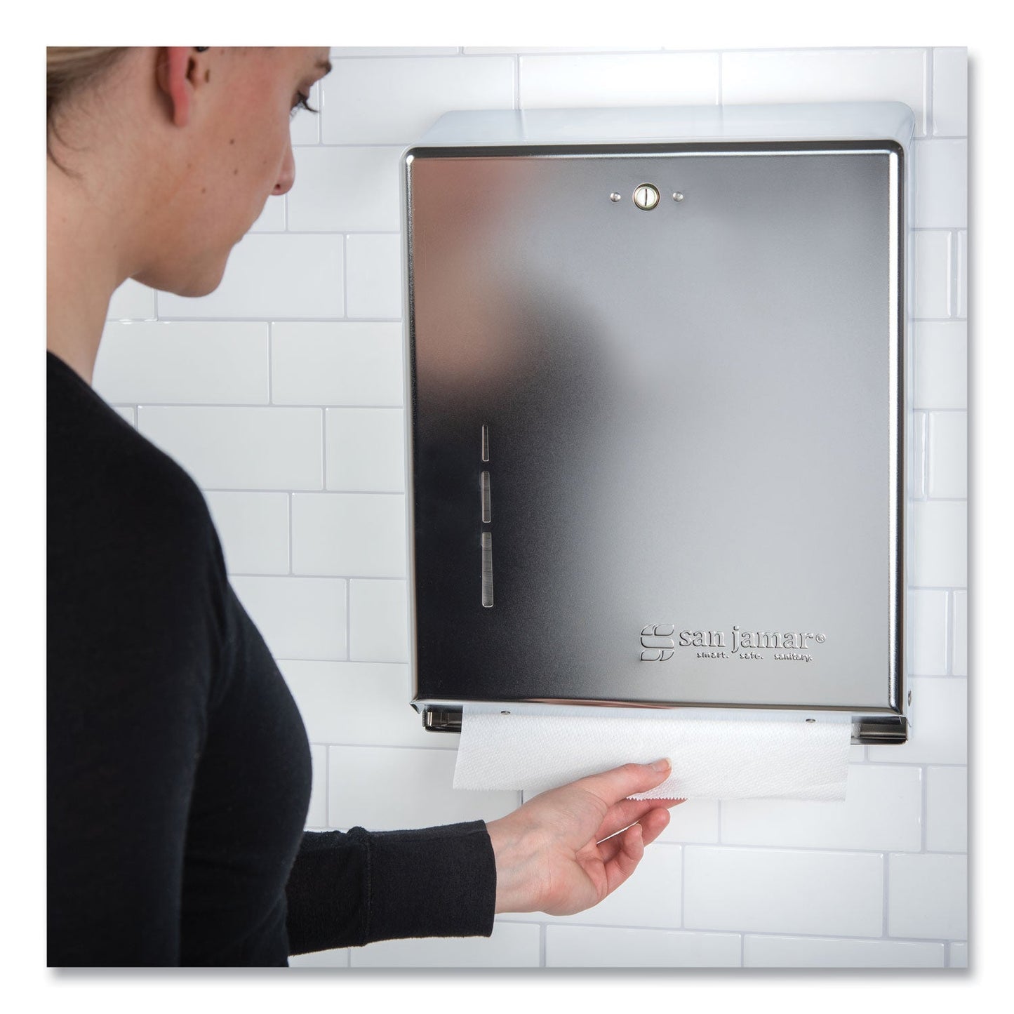 San Jamar C-Fold/Multifold Towel Dispenser, 11.38 x 4 x 14.75, Chrome
