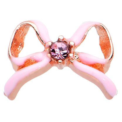 20G 1/4 Pink Gem Pink Pretty Bow Nose Bone
