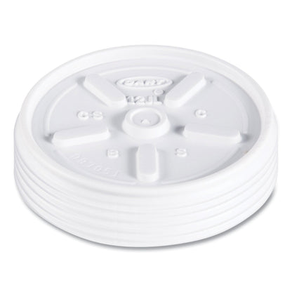 Dart Plastic Lids for Foam Cups, Bowls and Containers, Vented, Fits 6-14 oz, White, 100/Pack, 10 Packs/Carton