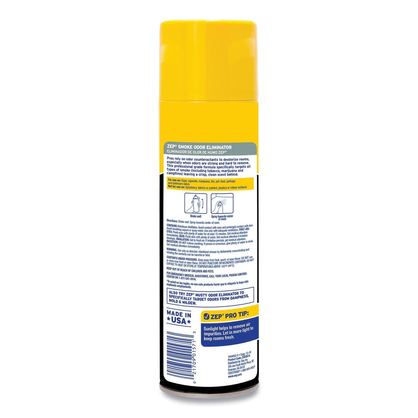 Zep Commercial Smoke Odor Eliminator, Fresh, 16 oz, 12/Carton