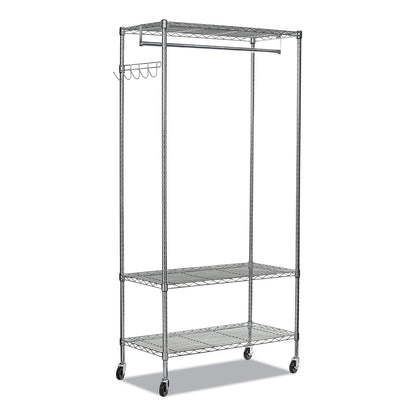 Alera Wire Shelving Garment Rack, 40 Garments, 48w x 18d x 75h, Silver