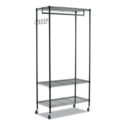 Alera Wire Shelving Garment Rack, 40 Garments, 48w x 18d x 75h, Black