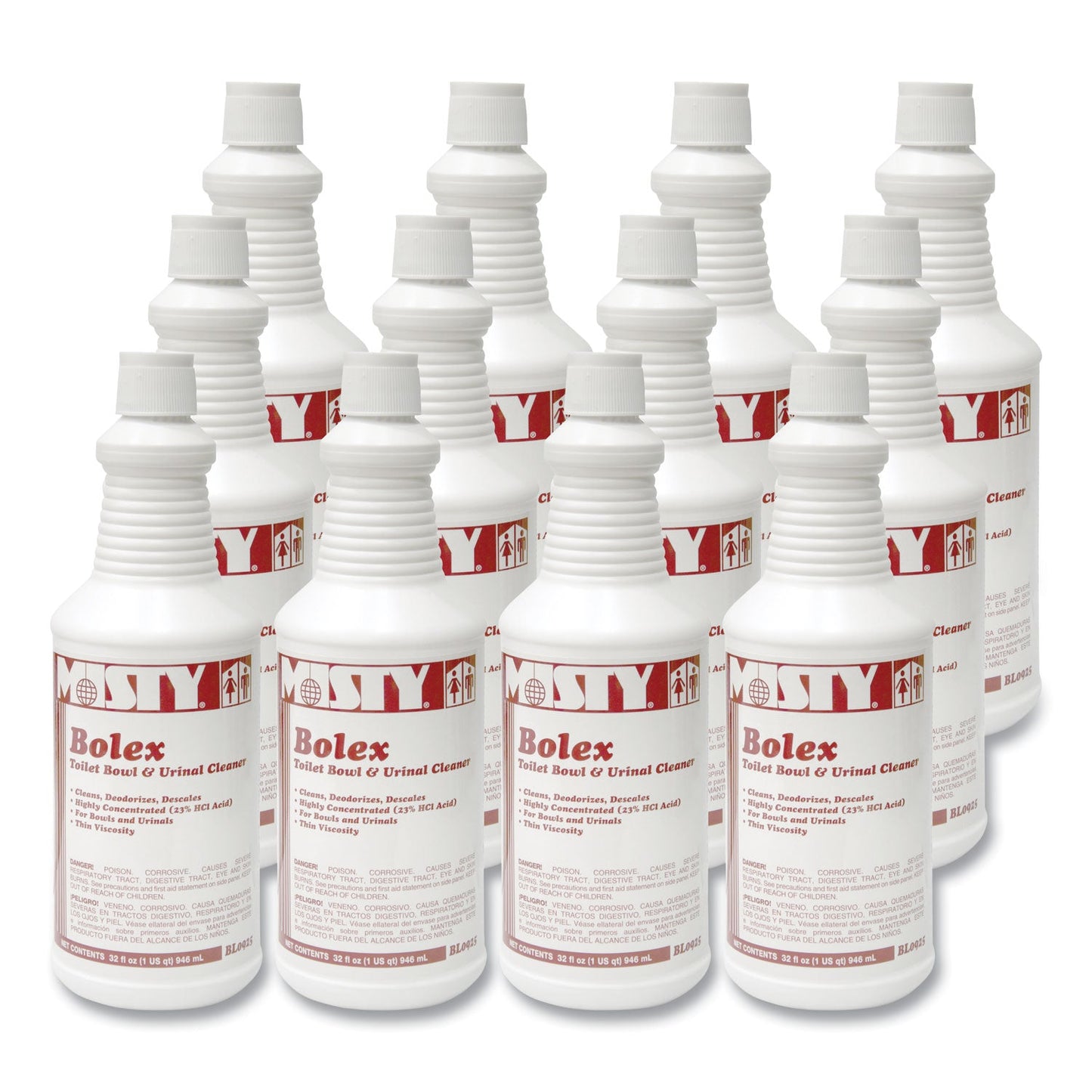 Misty Bolex 23 Percent Hydrochloric Acid Bowl Cleaner, Wintergreen, 32oz, 12/Carton