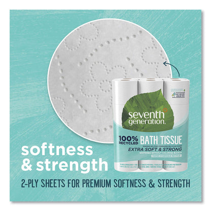 Seventh Generation 100% Recycled Bathroom Tissue, Septic Safe, 2-Ply, White, 240 Sheets/Roll, 24/Pack, 2 Packs/Carton