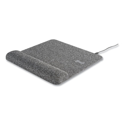Allsop Powertrack Plush Wireless Charging Mouse Pad with Wrist Rest, 11.8 x 11.6, Gray