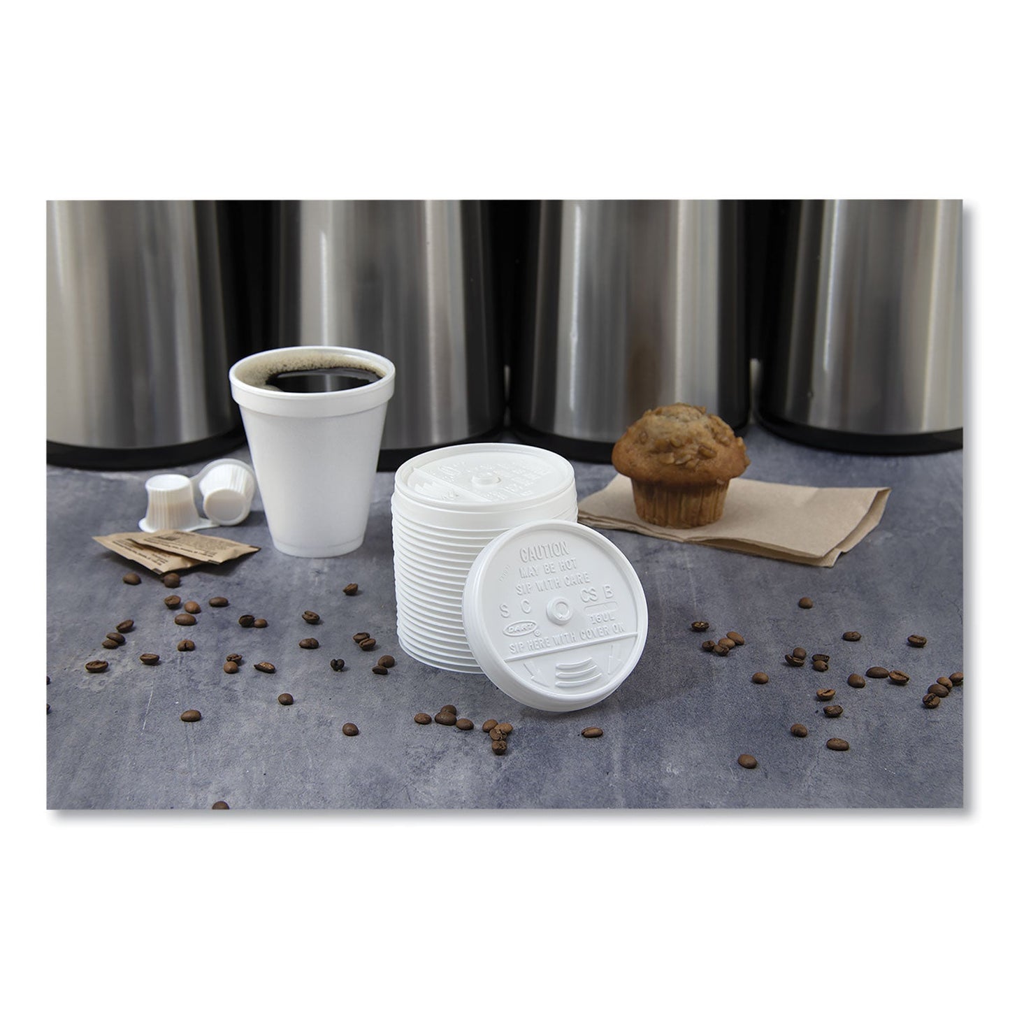 Dart Plastic Lids, Fits 12 oz to 24 oz Hot/Cold Foam Cups, Sip-Thru Lid, White, 100/Pack, 10 Packs/Carton