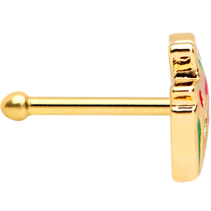 20G 1/4 Gold Tone Springtime Red Tulip Flowers Nose Bone