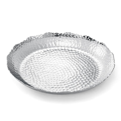 Silver Hammered Decorative Bowl Elegant Aluminum Centerpiece