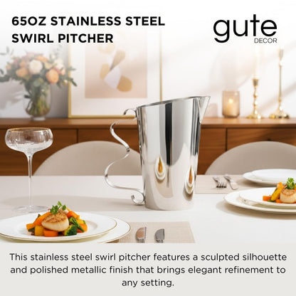 Mirror Finish Stainless Steel Swirl Pitcher 65 oz