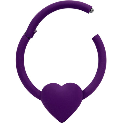18G 3/8 Purple Matte Little Heart Hinged Segment Ring