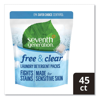 Seventh Generation Natural Laundry Detergent Packs, Powder, Unscented, 45 Packets/Pack