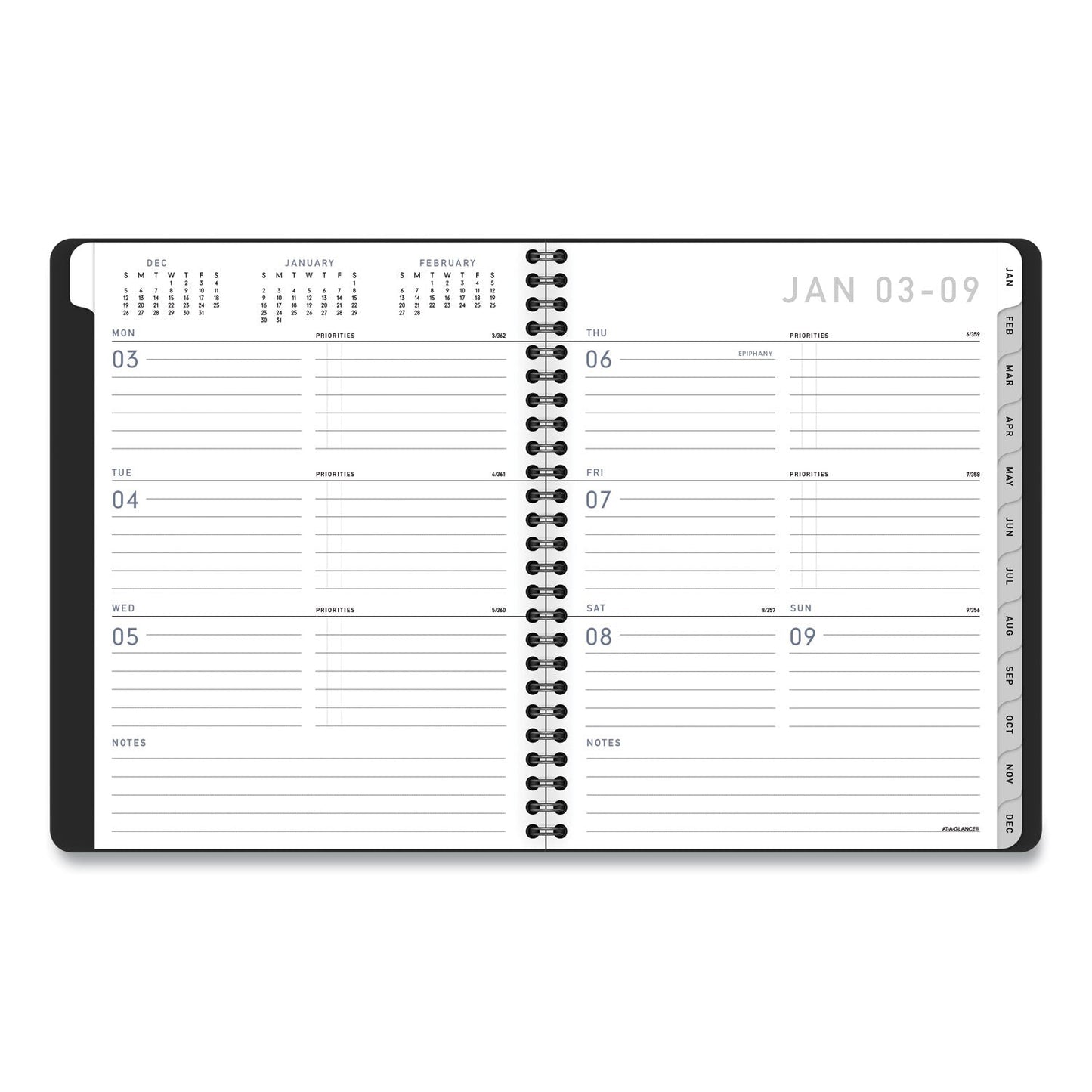 AT-A-GLANCE Contemporary Lite Weekly/Monthly Planner, 8.75 x 7, Black Cover, 12-Month (Jan to Dec): 2023