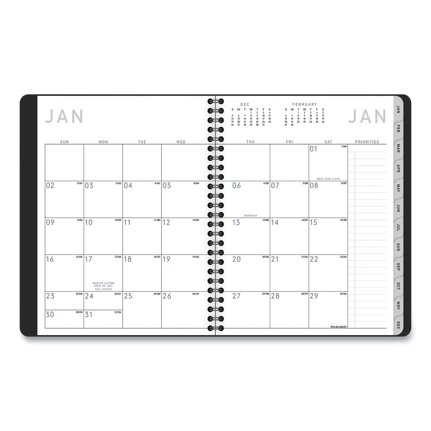 AT-A-GLANCE Contemporary Lite Weekly/Monthly Planner, 8.75 x 7, Black Cover, 12-Month (Jan to Dec): 2023