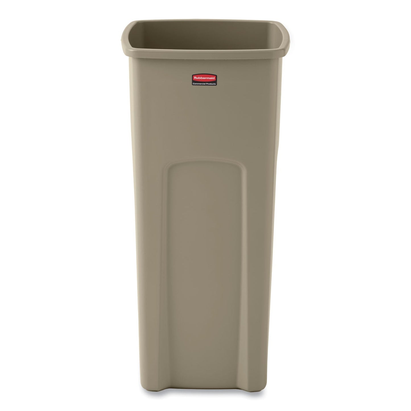 Rubbermaid Untouchable Square Waste Receptacle, Plastic, 23 gal, Beige