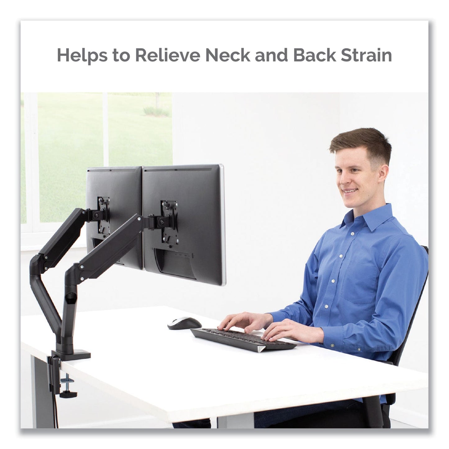 Fellowes Platinum Series Dual Monitor Arm for 27" Monitors, 360 deg Rotation, +85 deg/-20 deg Tilt, 360 deg Pan, Black, Supports 20 lb
