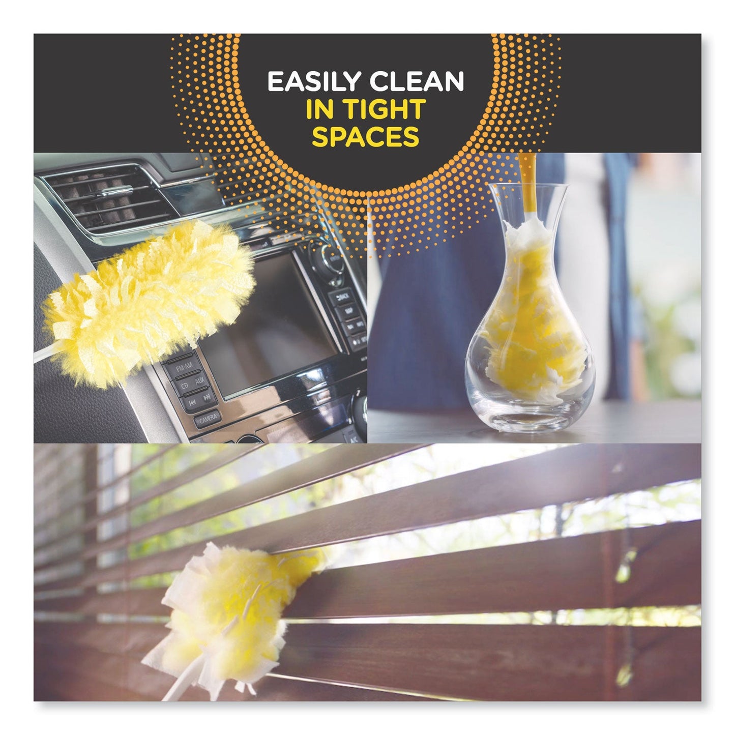 Swiffer Heavy Duty Dusters Refill, Dust Lock Fiber, 2" x 6", Yellow, 33/Carton