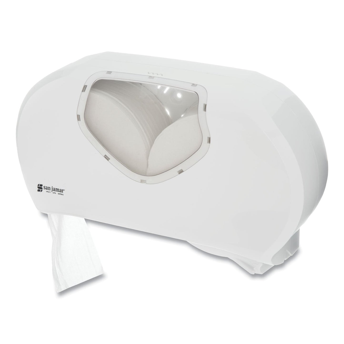 San Jamar Twin 9" Jumbo Bath Tissue Dispenser, Summit, 19.25 x 6 x 12.25, White/Clear