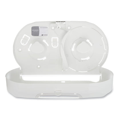 San Jamar Twin 9" Jumbo Bath Tissue Dispenser, Summit, 19.25 x 6 x 12.25, White/Clear